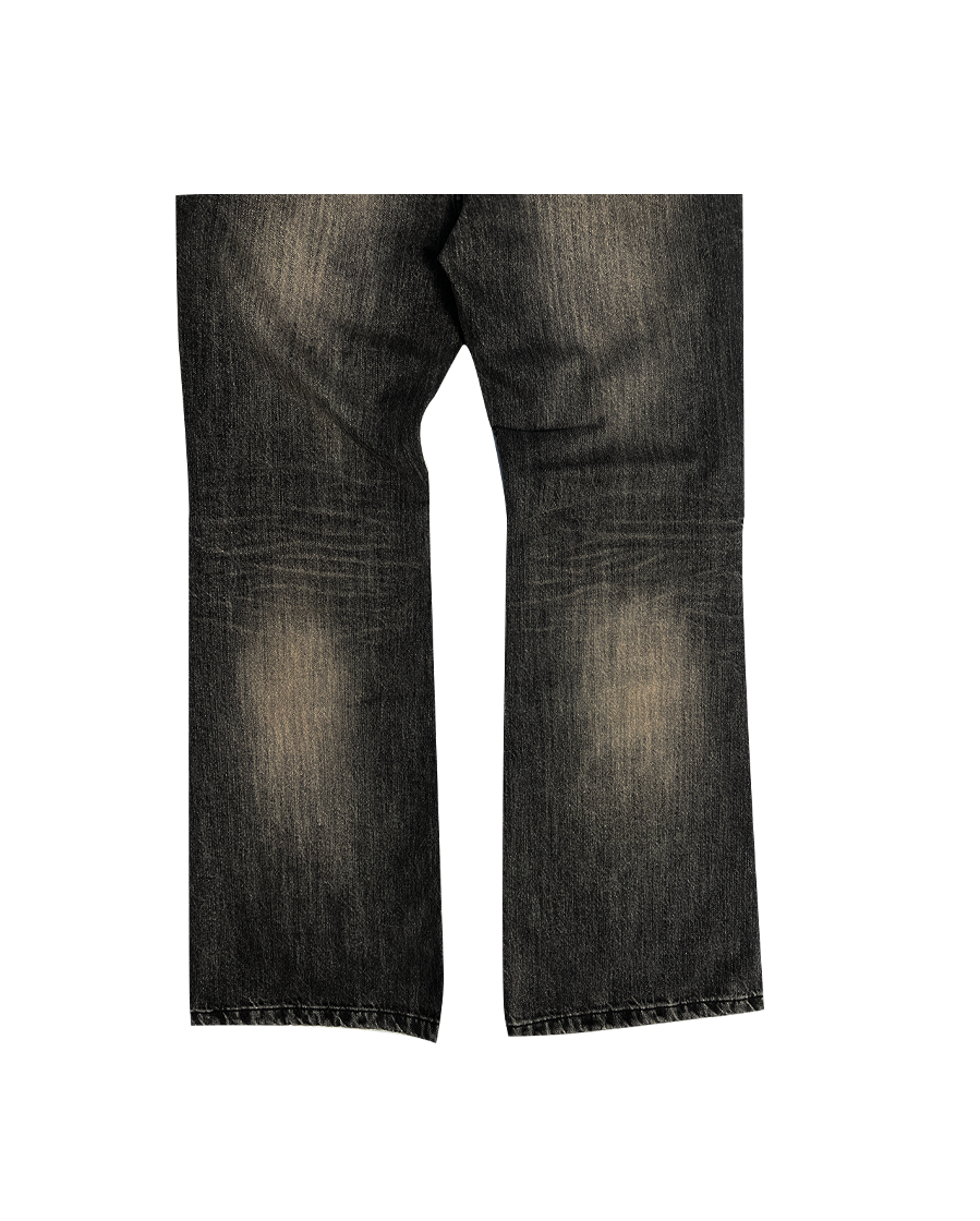 CRUSHED BOOTS JEANS - BLACK