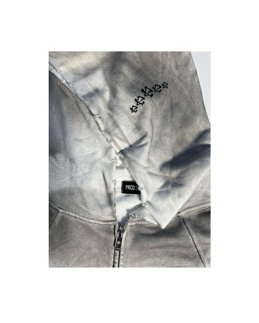 DOLLY DIRTY ZIP UP HOODIE - DIRTY WHITE : PACOSPLY