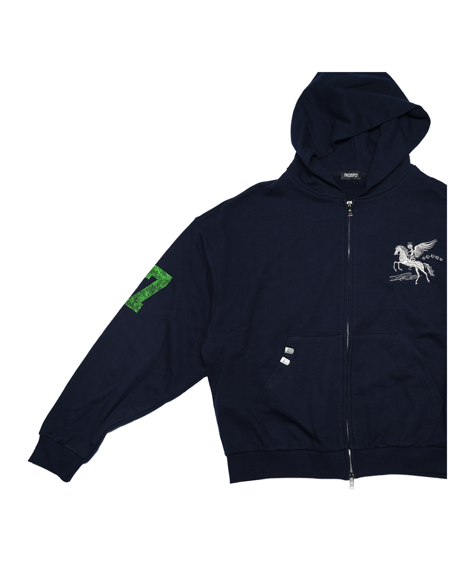 FALLING ANGEL ZIP UP HOODIE - NAVY