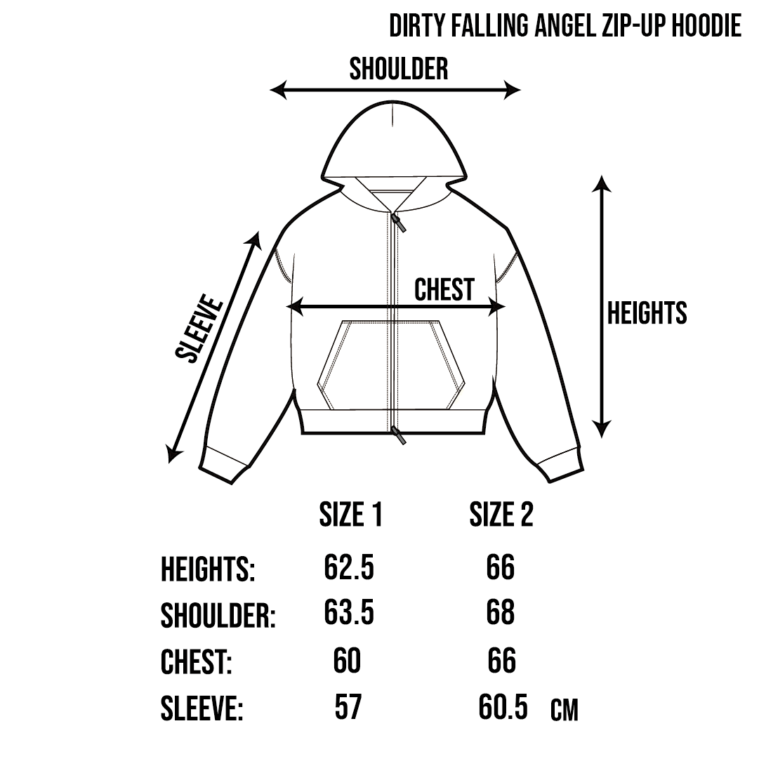 DIRTY FALLING ANGEL ZIP-UP HOODIE - DIRTY WHITE : PACOSPLY