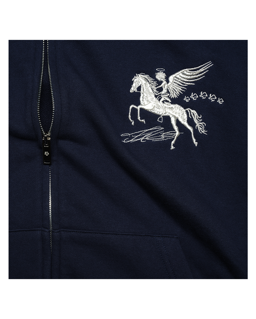FALLING ANGEL ZIP UP HOODIE - NAVY