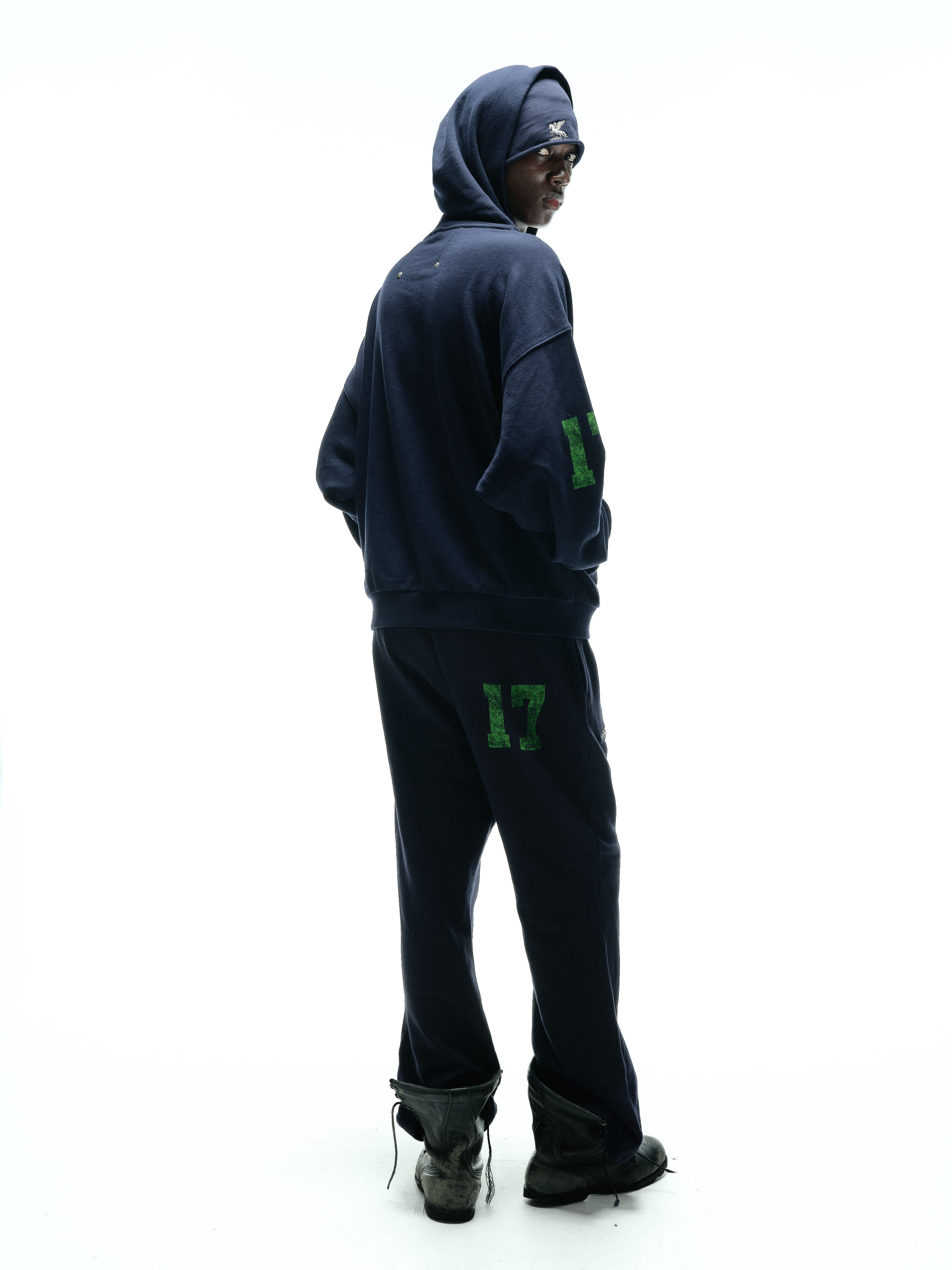 FALLING ANGEL ZIP UP HOODIE - NAVY