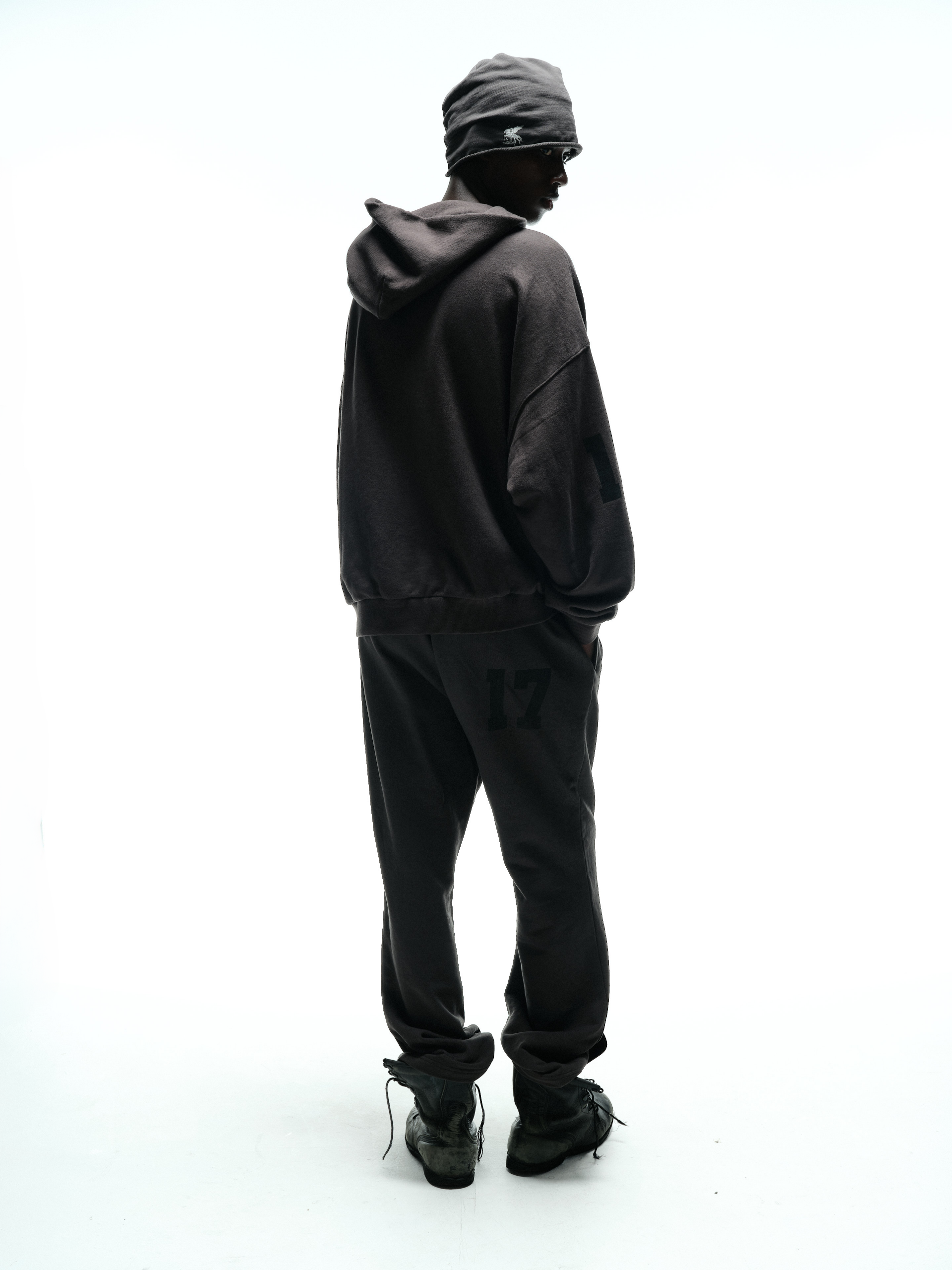 FALLING ANGEL ZIP UP HOODIE - CHARCOAL