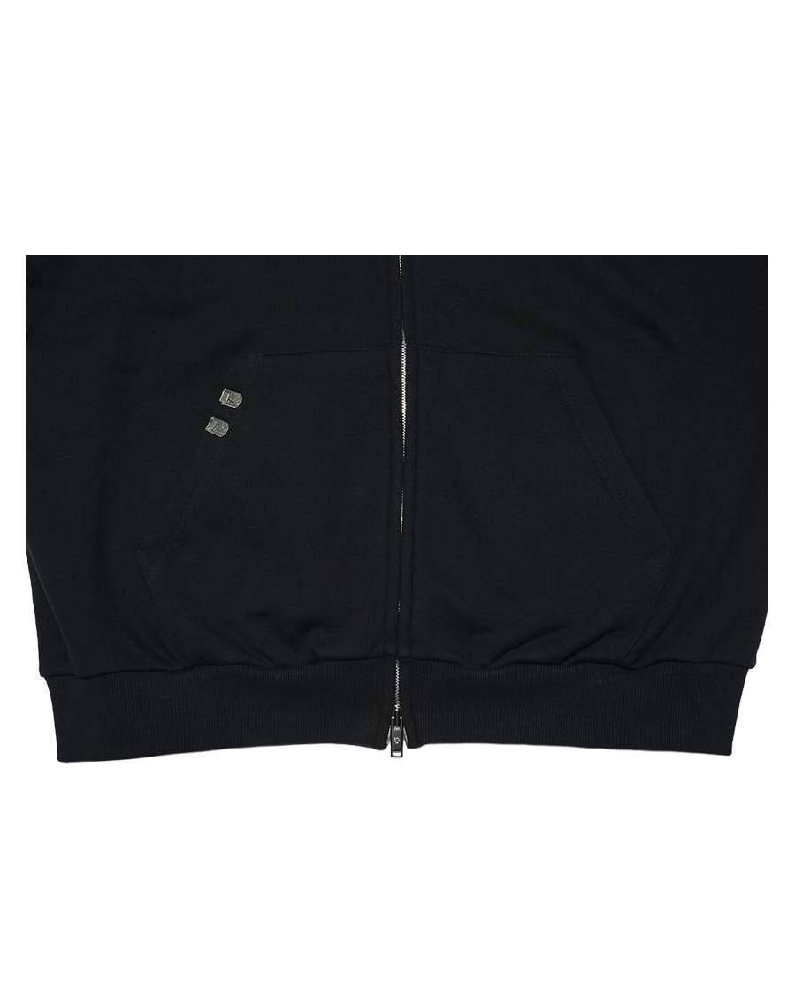 FALLING ANGEL ZIP UP HOODIE - BLACK