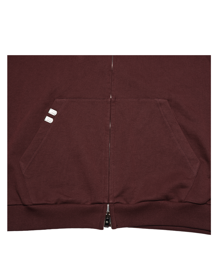 FALLING ANGEL ZIP UP HOODIE - BURGUNDY