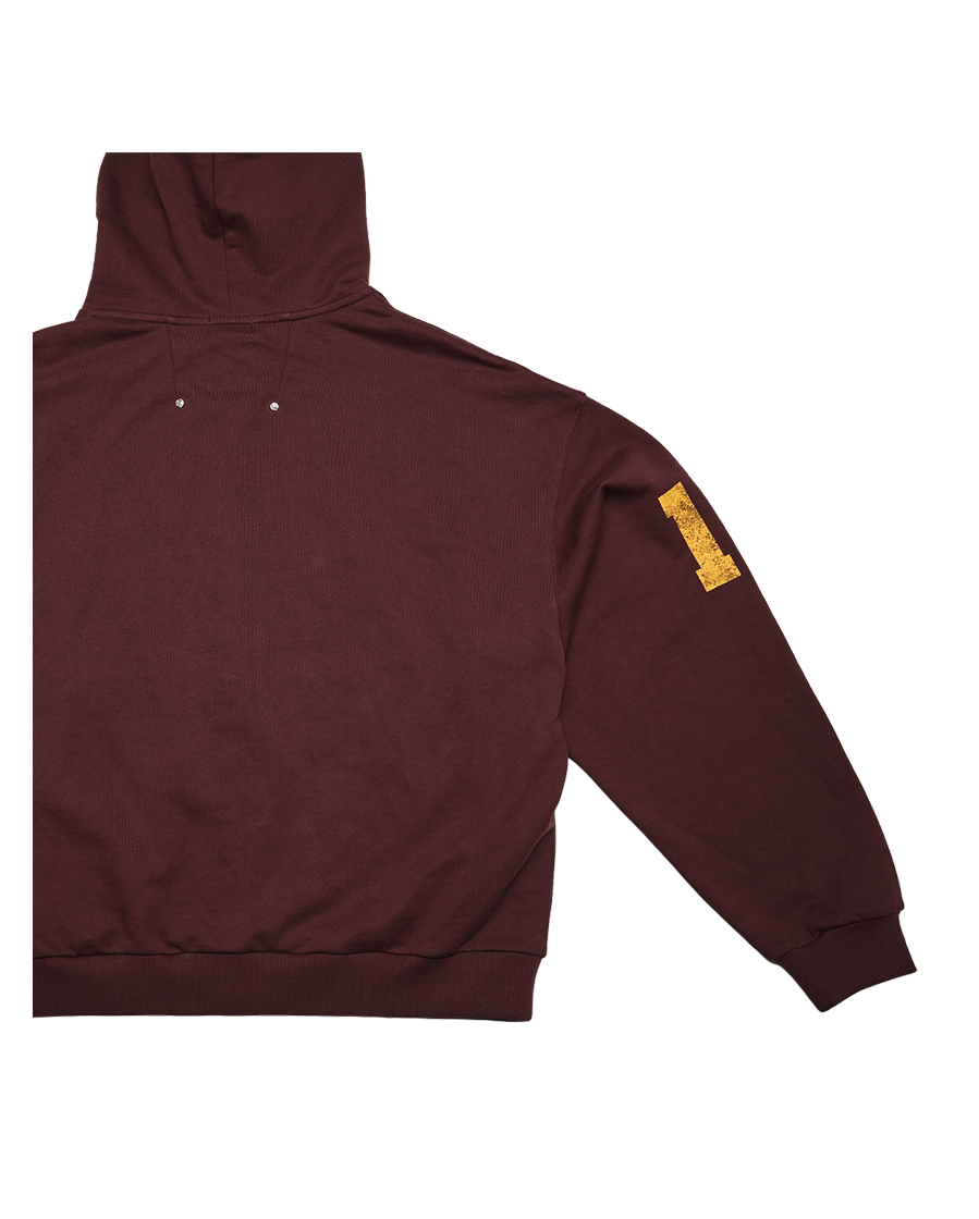 FALLING ANGEL ZIP UP HOODIE - BURGUNDY