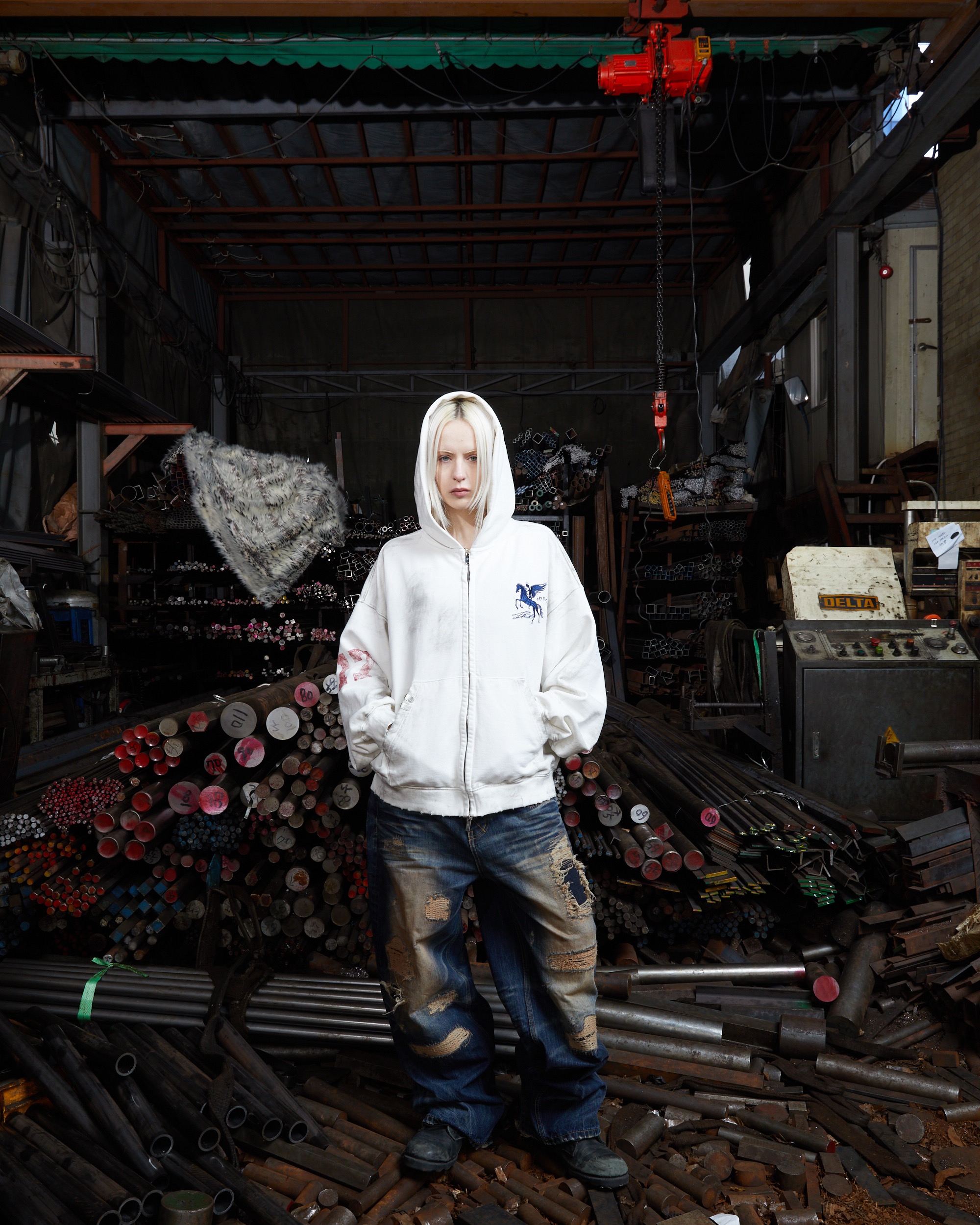 トップス PACO SPLY DIRTY FALLING ANGEL HOODIE DIRTY FALLING ANGEL ZIP-UP HOODIE - DIRTY WHITE : PACOSPLY
