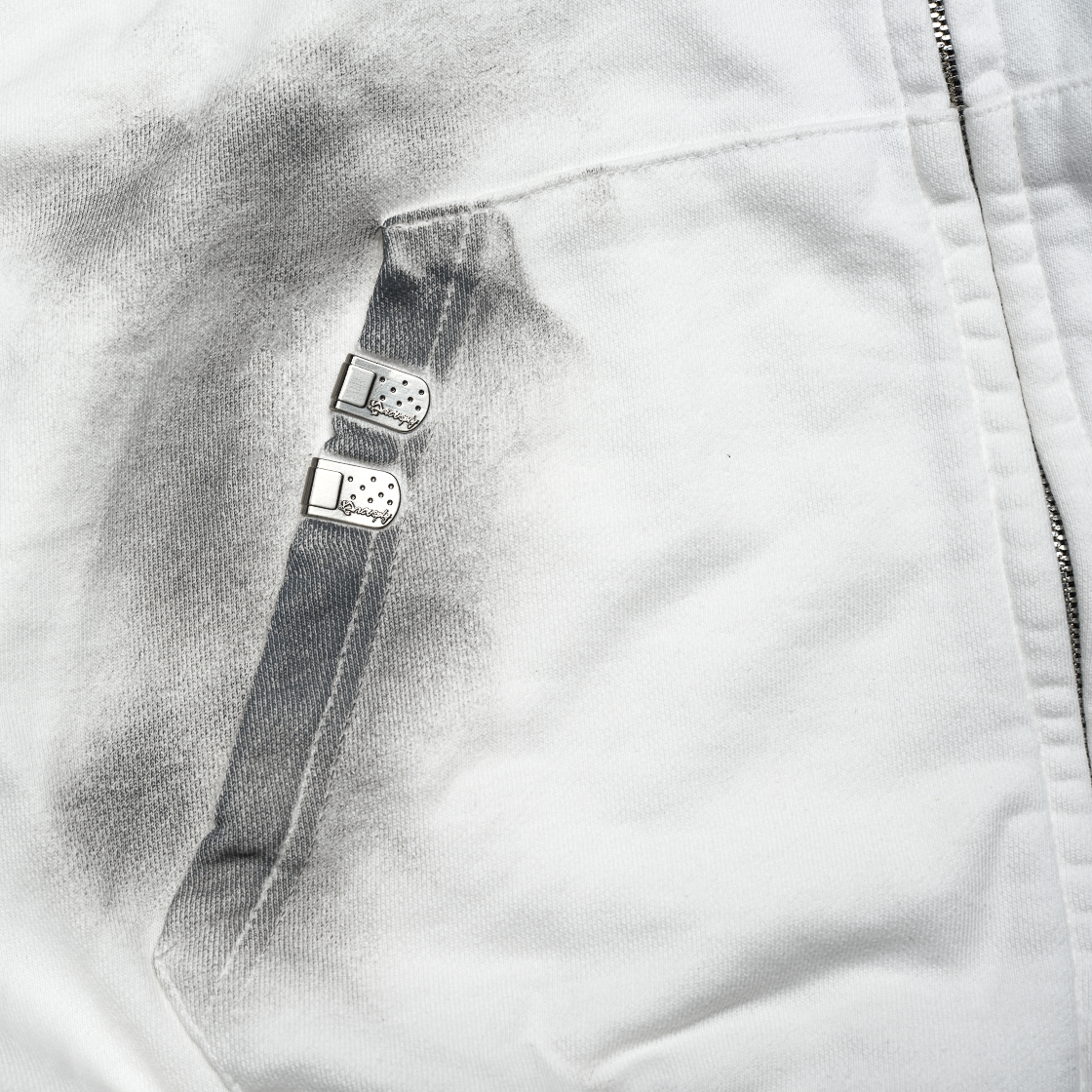 DIRTY FALLING ANGEL ZIP-UP HOODIE - DIRTY WHITE
