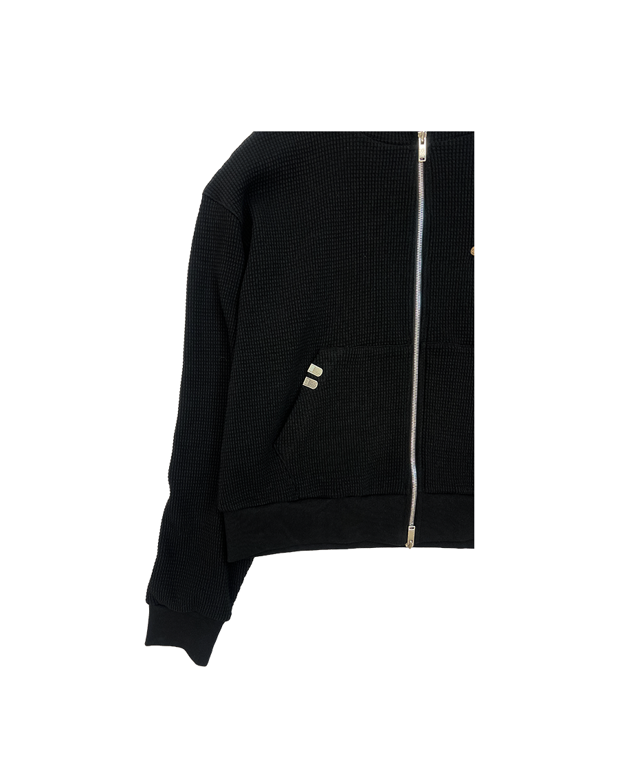 SIREN SCANDAL ZIP UP HOODIE - BLACK