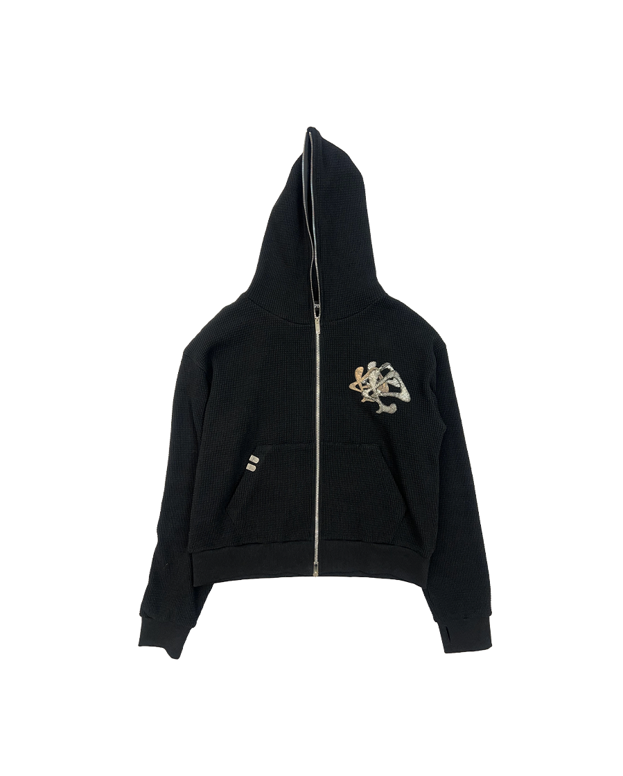 SIREN SCANDAL ZIP UP HOODIE - BLACK