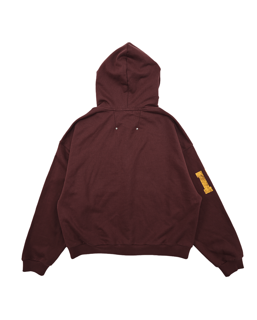 FALLING ANGEL ZIP UP HOODIE - BURGUNDY