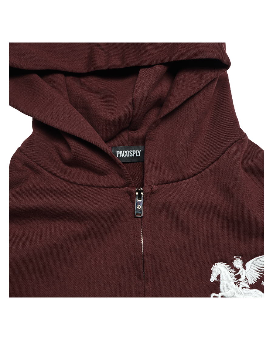 FALLING ANGEL ZIP UP HOODIE - BURGUNDY