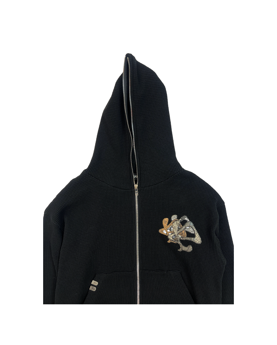 SIREN SCANDAL ZIP UP HOODIE - BLACK