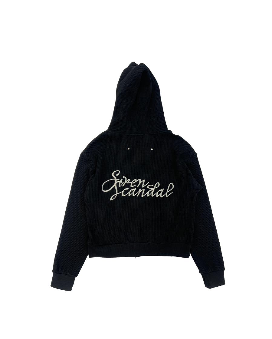 SIREN SCANDAL ZIP UP HOODIE - BLACK