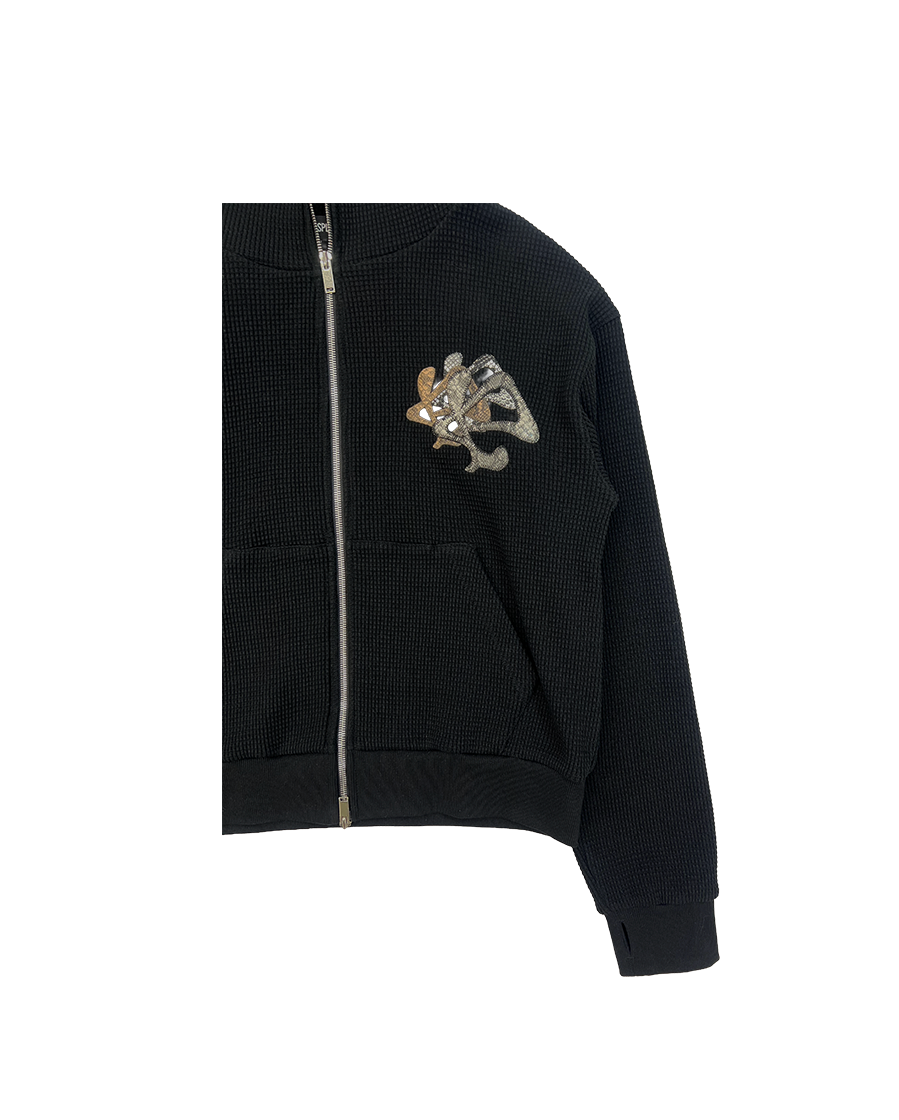SIREN SCANDAL ZIP UP HOODIE - BLACK