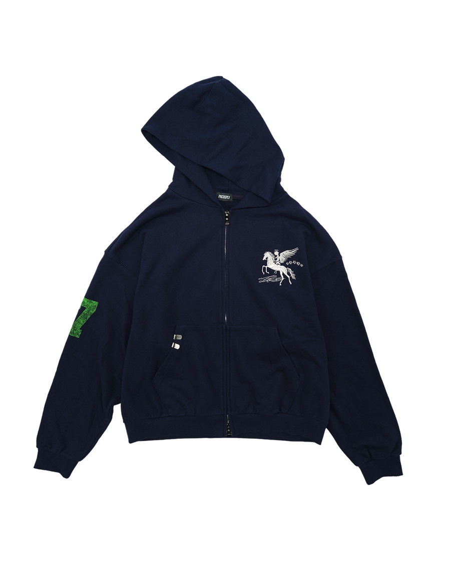 FALLING ANGEL ZIP UP HOODIE - NAVY