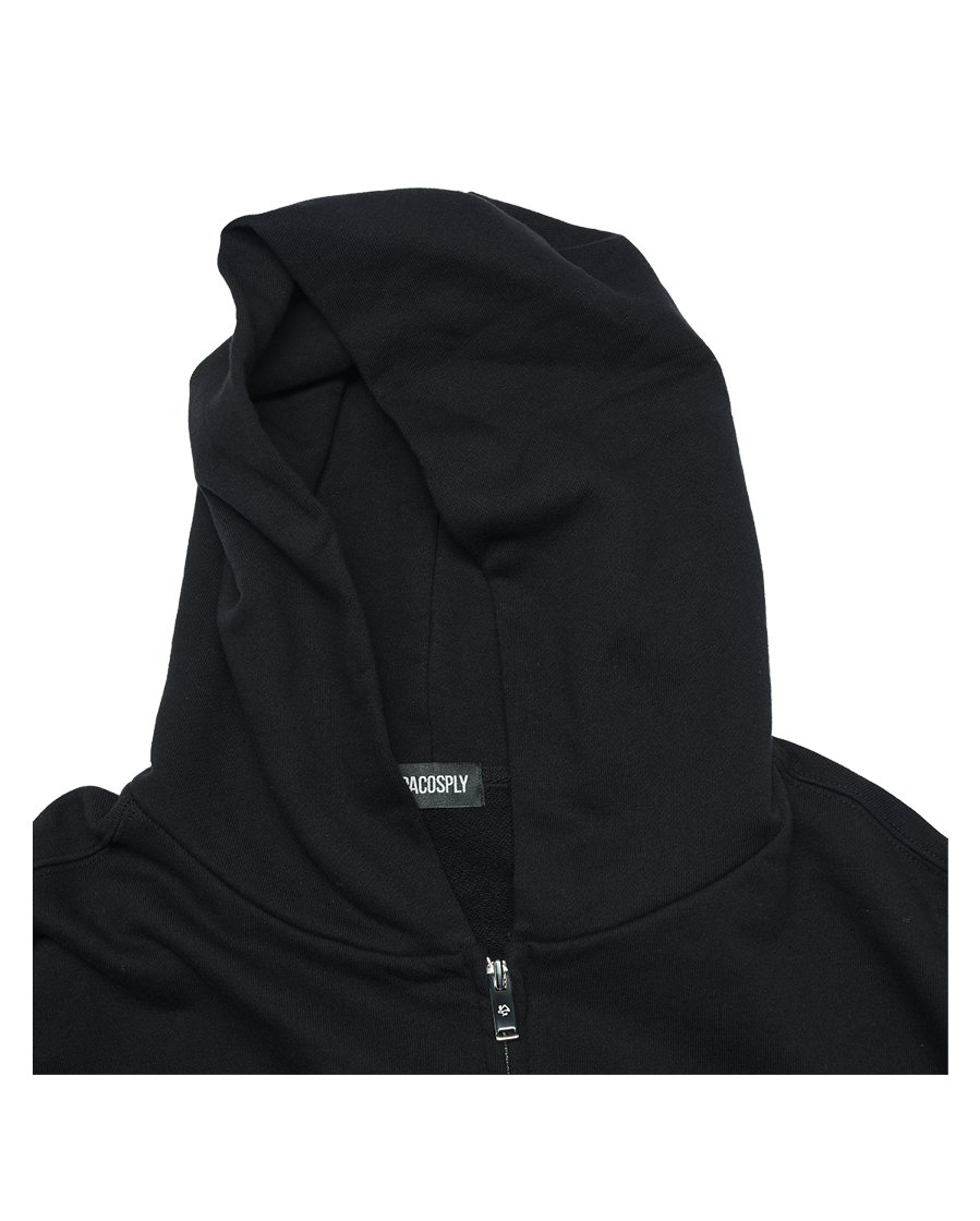 FALLING ANGEL ZIP UP HOODIE - BLACK