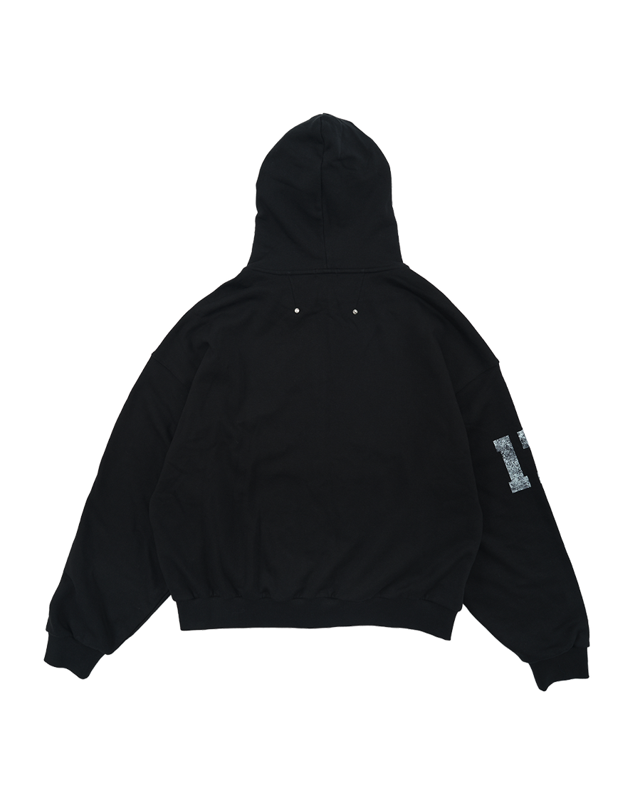 FALLING ANGEL ZIP UP HOODIE - BLACK