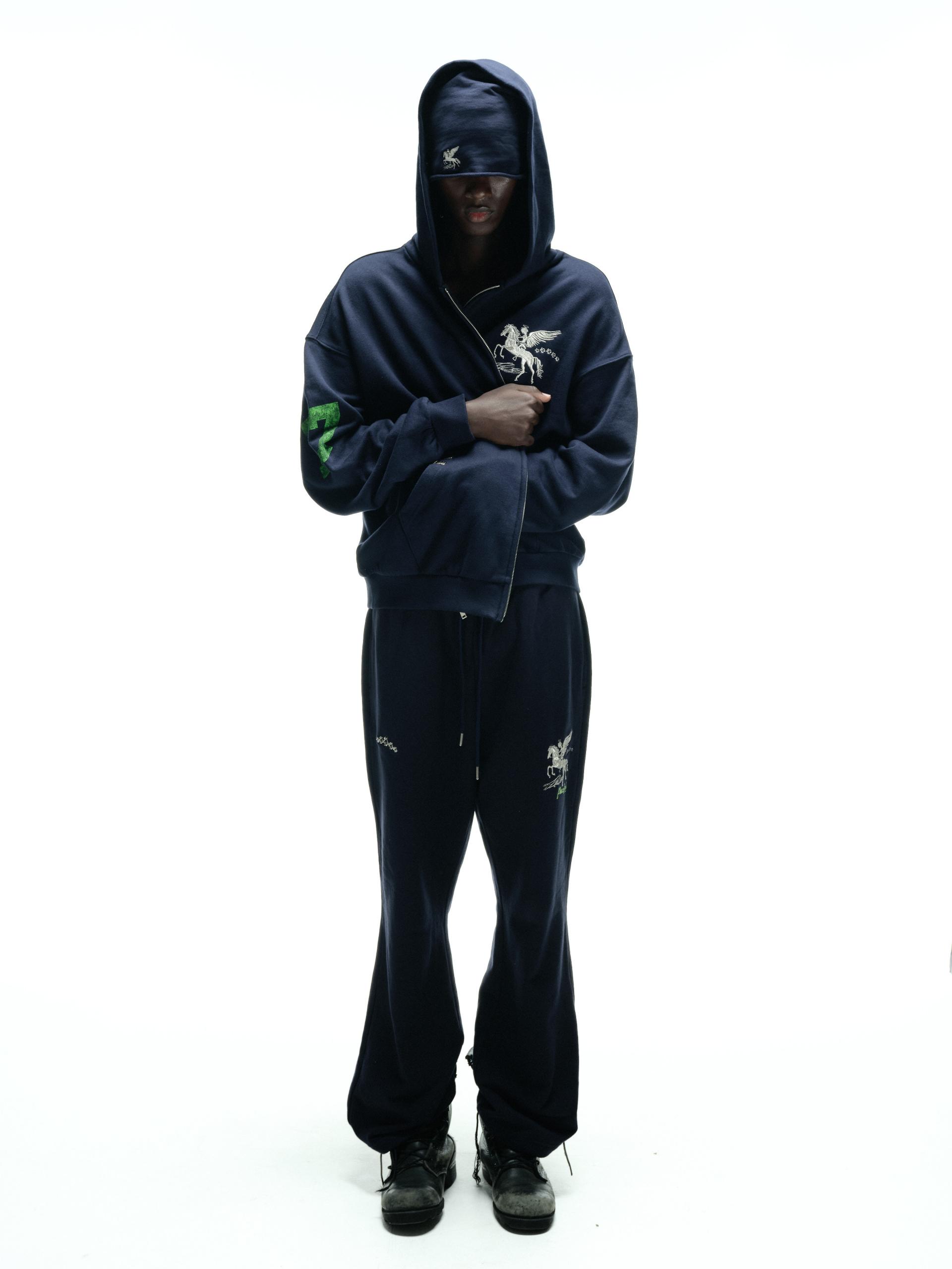 FALLING ANGEL ZIP UP HOODIE - NAVY