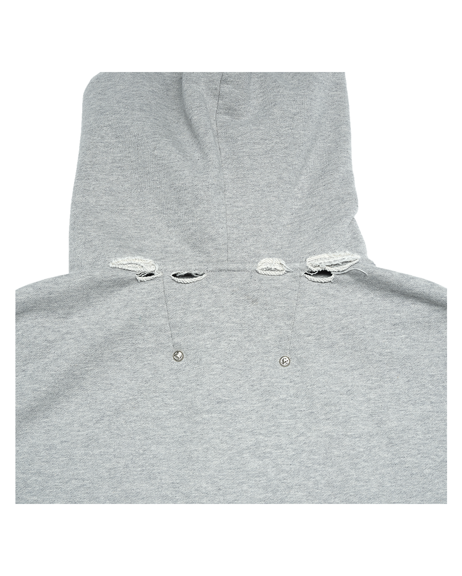 DESTROYED FALLING ANGEL ZIP UP HOODIE - GREY