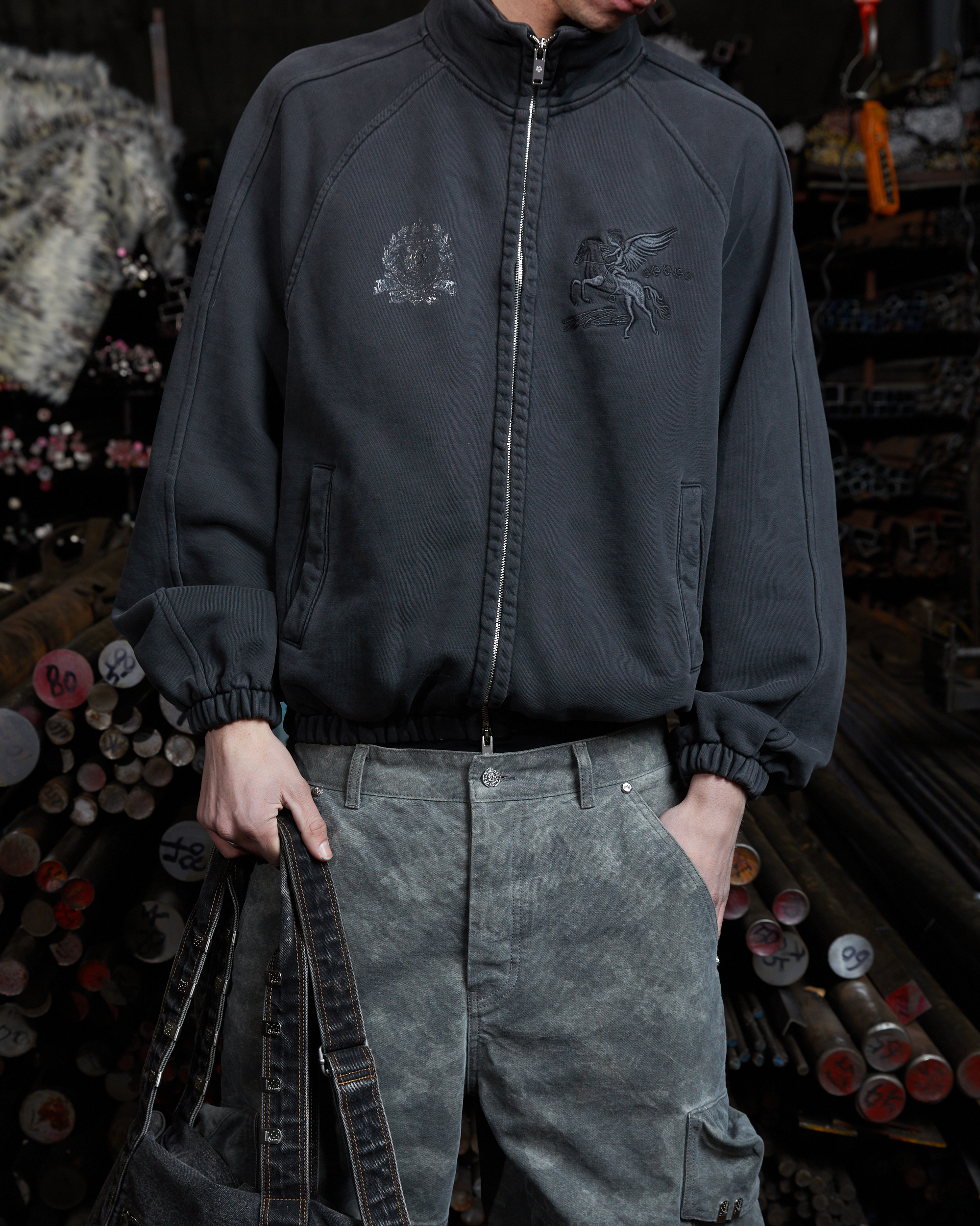 FALLING ANGEL VINTAGE TRACK JACKET - CHARCOAL