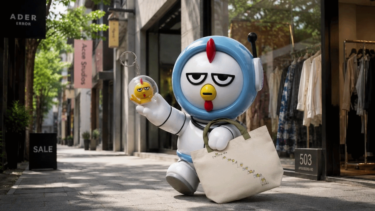 닭집아들 에코백 카키끈+Dori