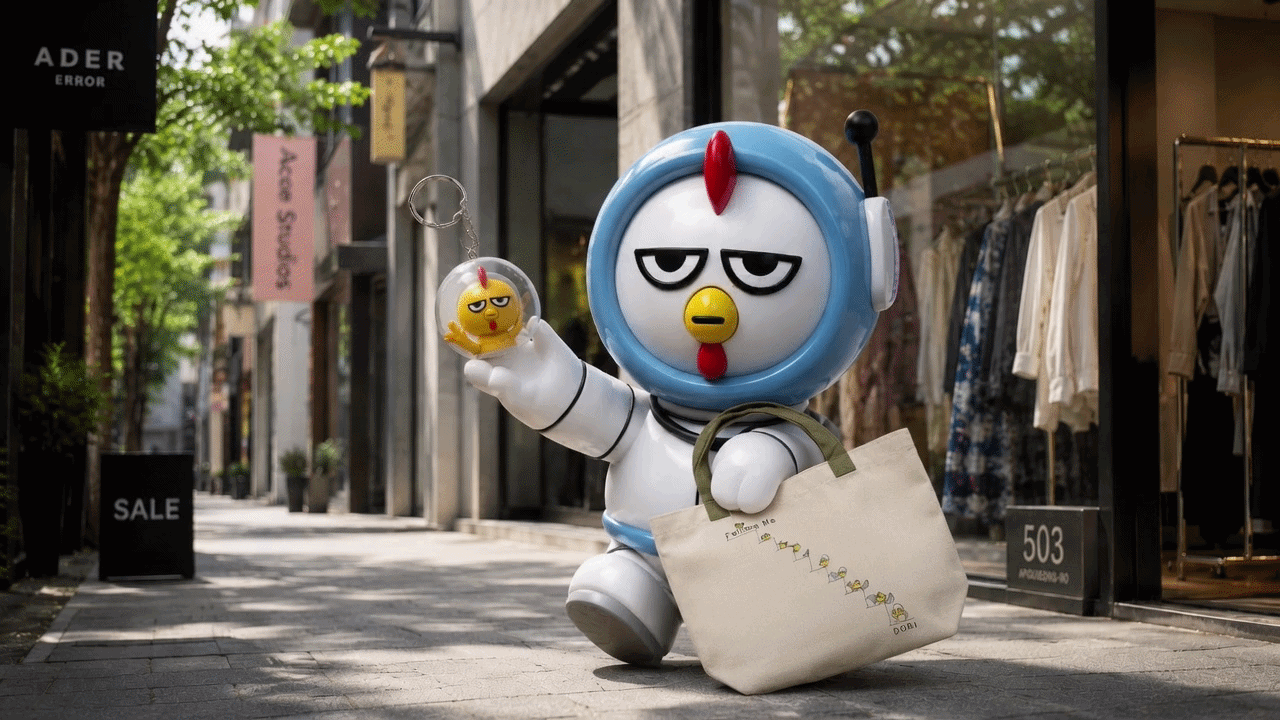 닭집아들 에코백 카키끈+Dori
