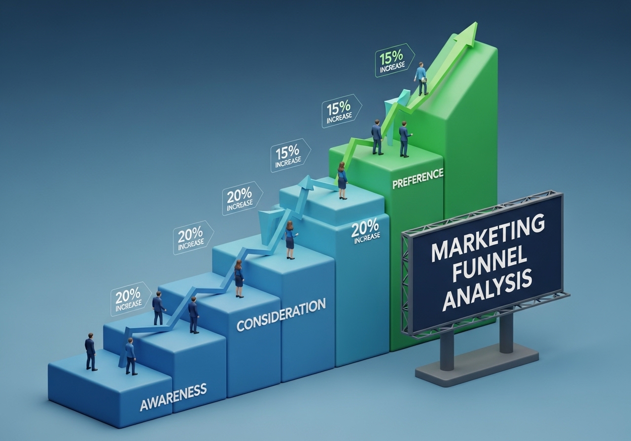 중간 퍼널 KPI: 브랜드 리프트로 인식 변화 측정하기 브랜드 리프트는 광고 노출 전후의 브랜드 인식 변화를 측정합니다. 단순히 "몇 명이 봤는가"를 넘어 "본 사람들의 생각이 어떻게 바뀌었는가"를 정량화하는 것입니다. 업계 연구에 따르면 옥외광고 캠페인은 평균적으로 광고 회상률 10-15%포인트 증가, 브랜드 인지도 5-8%포인트 증가를 달성합니다. 이 수치들은 업종과 지역을 막론하고 비교적 안정적으로 나타나며, 측정 방법론도 디지털 광고와 동일하게 적용됩니다. 핵심은 광고 노출 그룹과 비노출 대조군을 명확히 분리하여 순수한 광고 효과만 추출하는 것입니다.