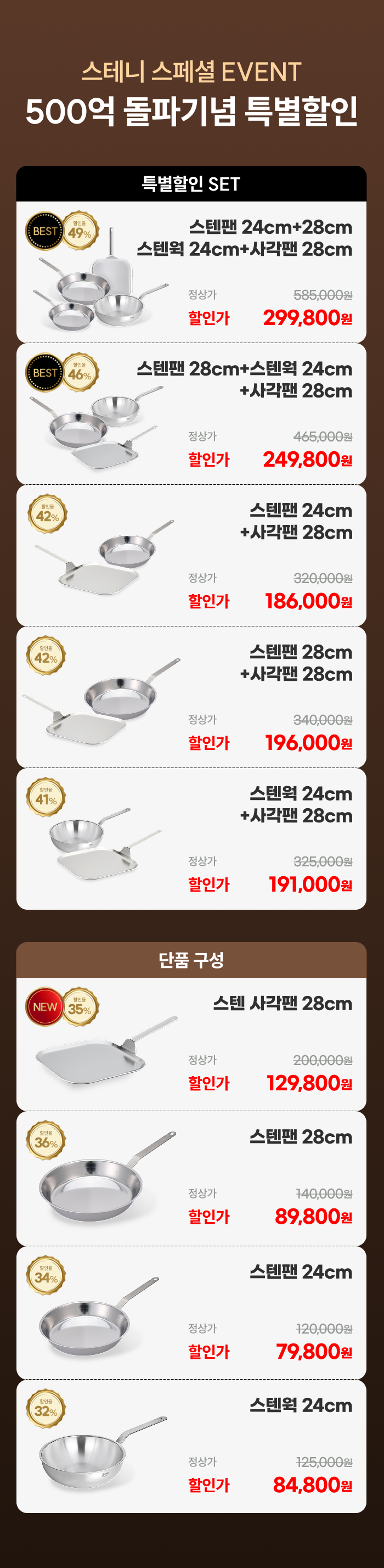 [최화정 Pick!] 스테니 무연마제 통5중 스테인리스 사각팬 28cm