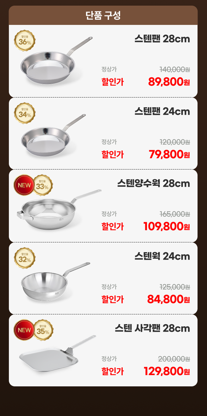 [최화정 Pick] 스테니 무연마제 통5중 스테인리스 프라이팬