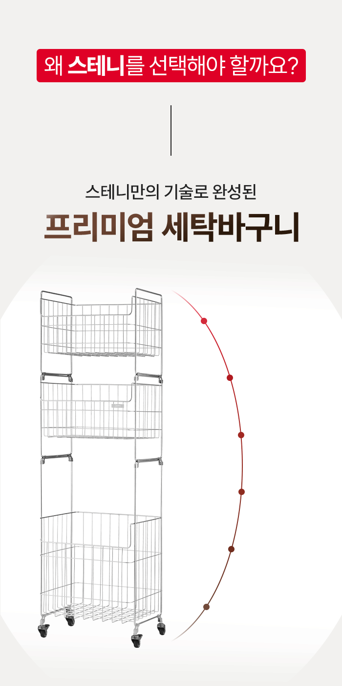 스테니 올스텐 304 2단 / 3단 이동식 세탁바구니