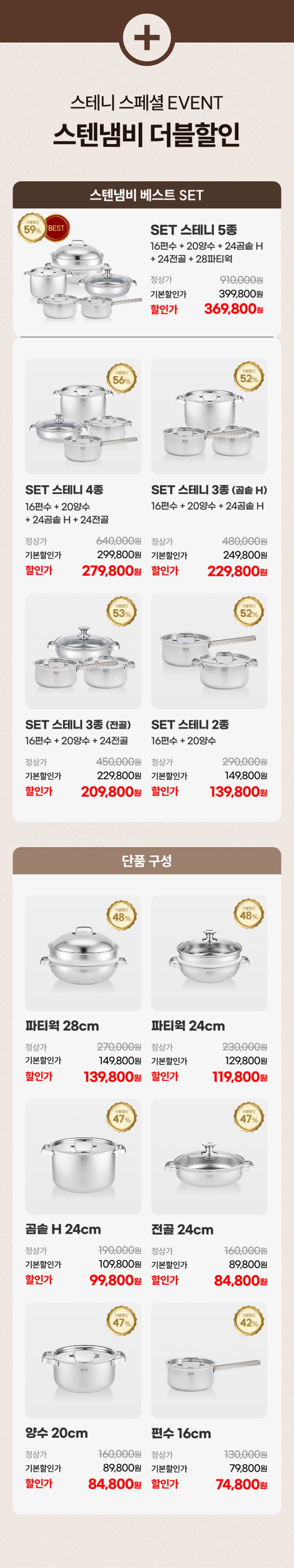 [최화정 Pick!] 스테니 무연마제 통5중 스테인리스 사각팬 28cm