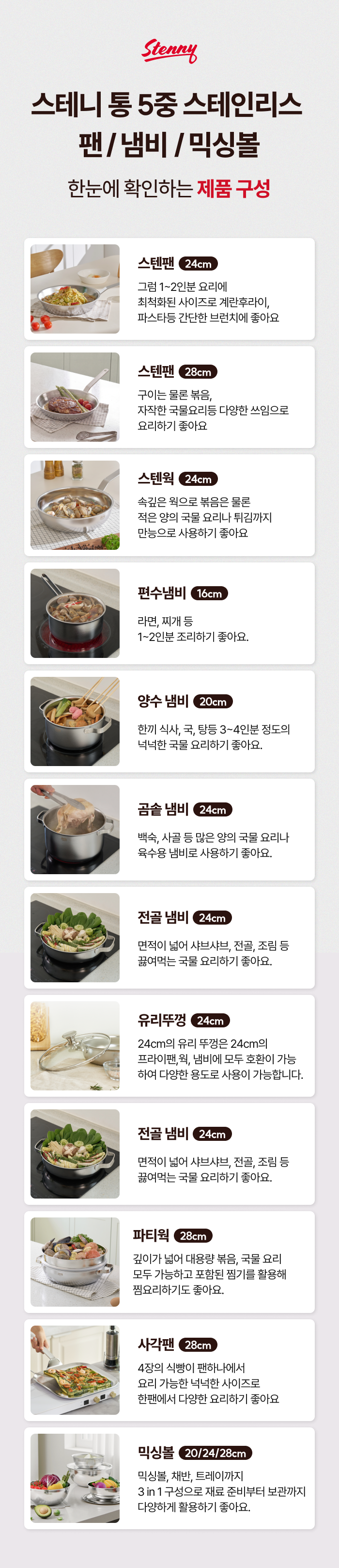 [단독] 스테니 X 라온살림 무연마제 통5중 스텐 팬·냄비·믹싱볼 공동구매