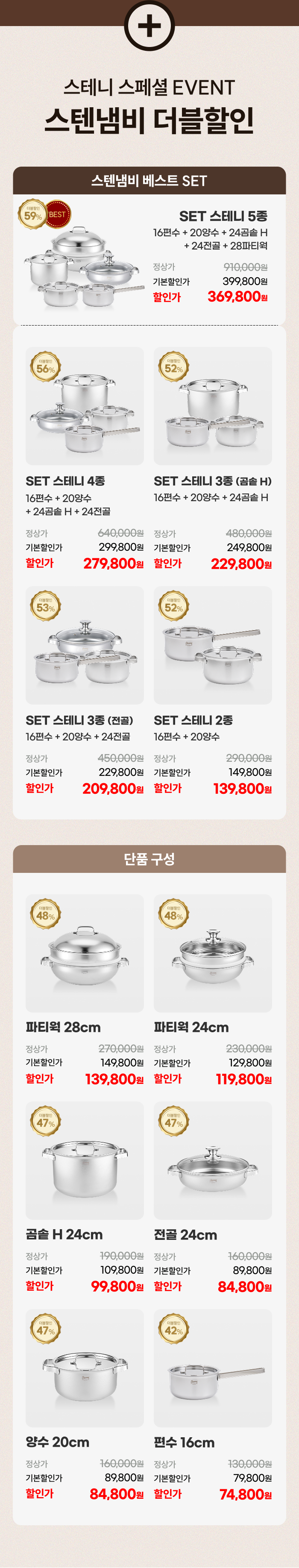 [최화정 Pick!] 스테니 무연마제 통5중 스테인리스 궁중팬 스텐웍