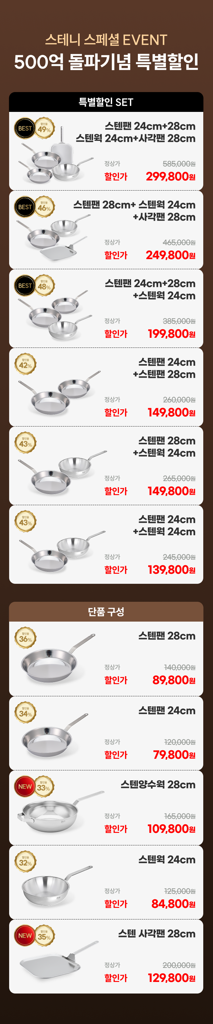 [최화정 Pick] 스테니 무연마제 통5중 스테인리스 프라이팬