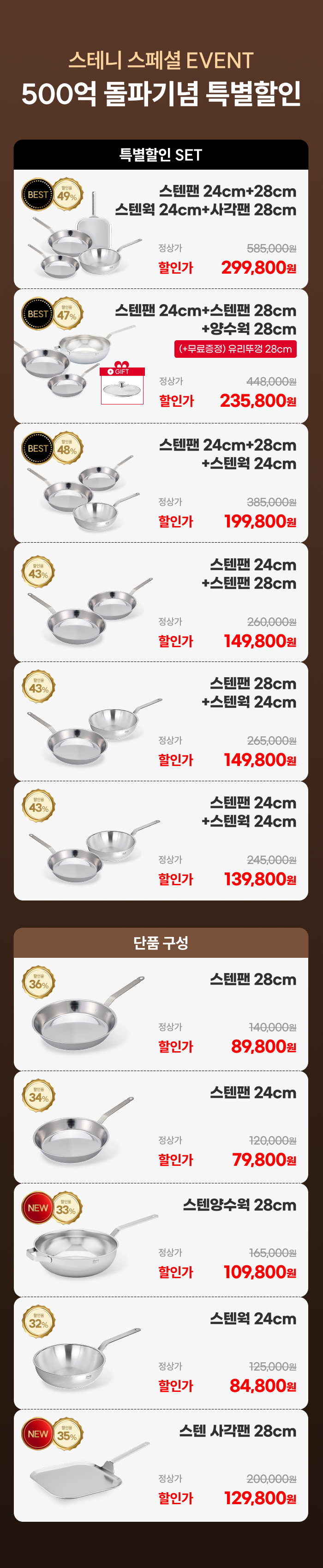 [최화정 Pick] 스테니 무연마제 통5중 스테인리스 프라이팬