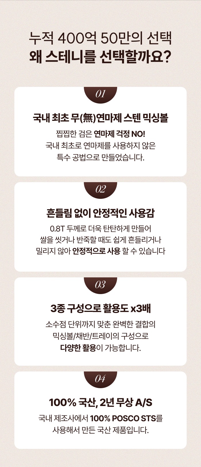 스테니 무연마제 스테인리스 믹싱볼 3종 세트 (볼+채반+트레이)