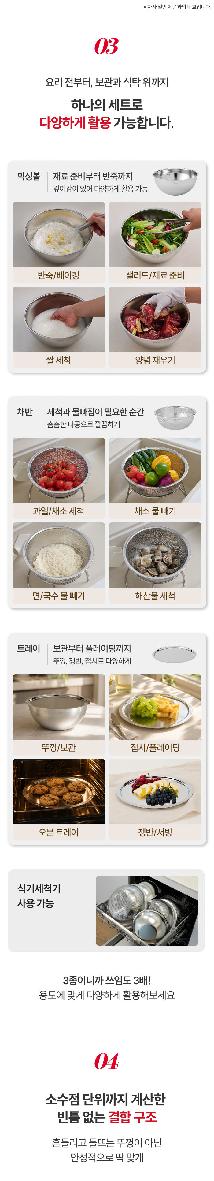 스테니 무연마제 스테인리스 믹싱볼 세트