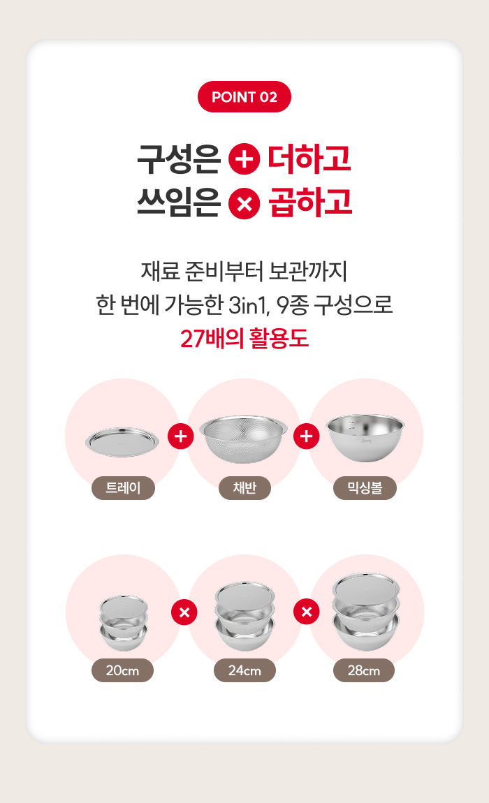 스테니 무연마제 스테인리스 믹싱볼 9종 풀세트 [볼+채반+트레이]