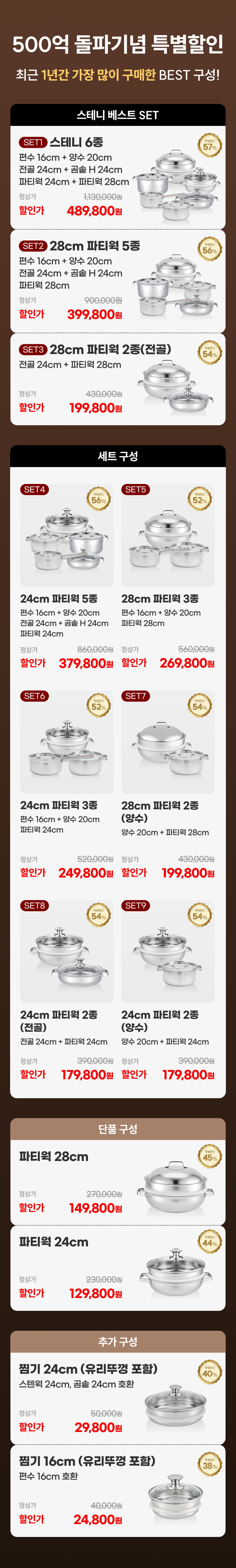 [최화정 Pick] 스테니 무연마제 통5중 스테인리스 냄비 파티웍