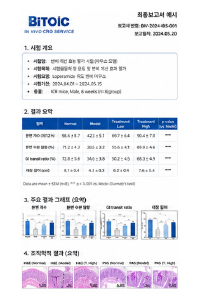 배변활동 개선 동물모델 결과표 및 최종보고서 예시