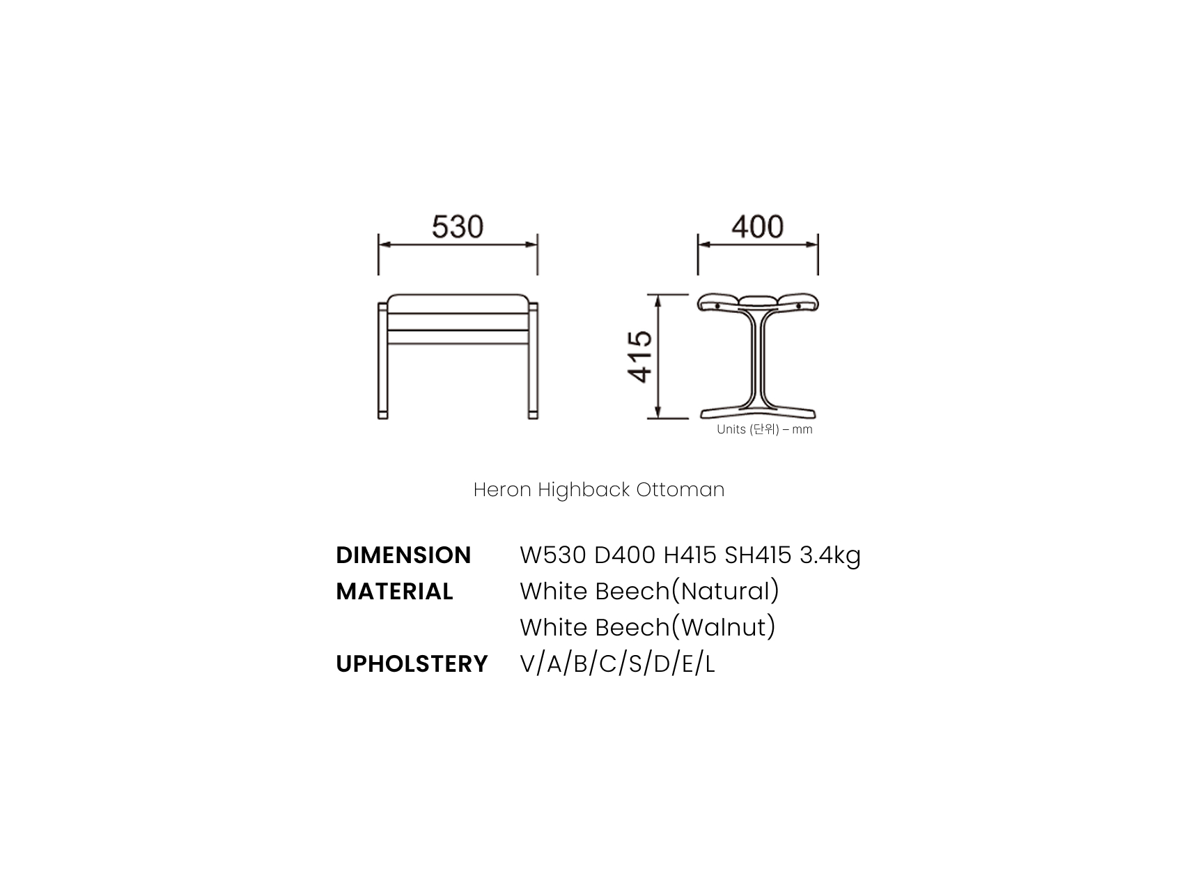 Heron Highback Chair - Ottoman