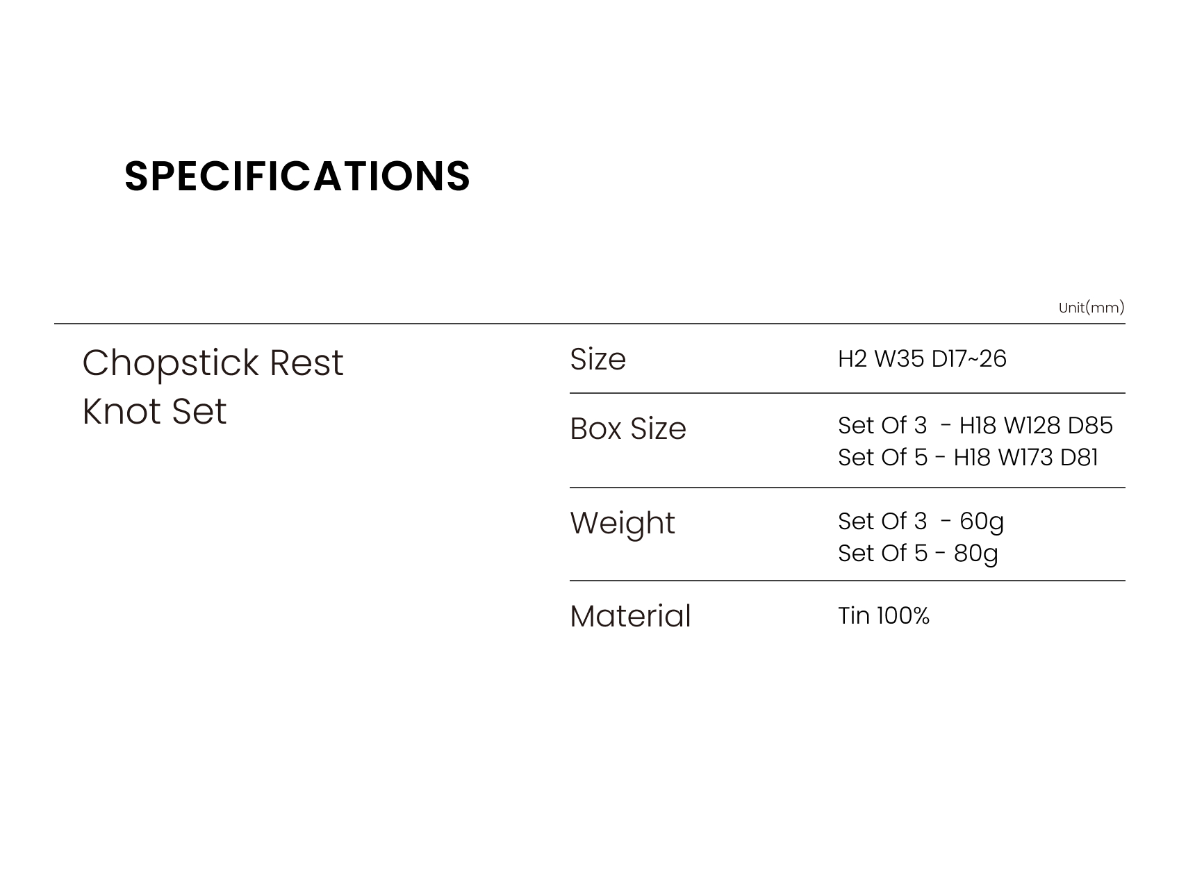Chopstick Rest：Knot Set