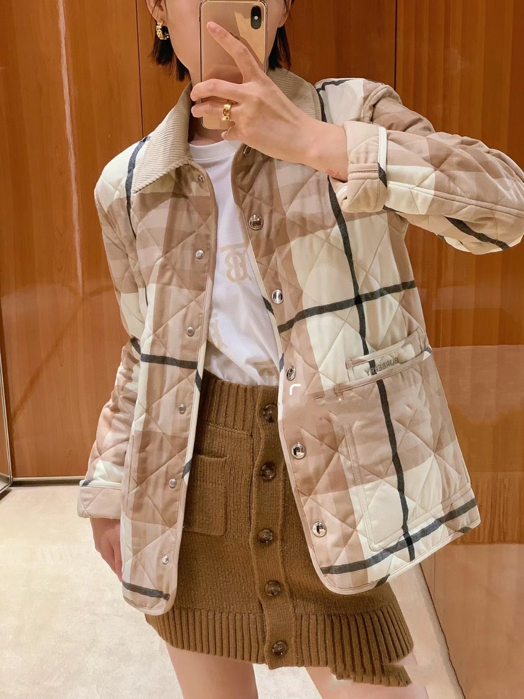 버버리 버치 그린 체크 코튼 재킷