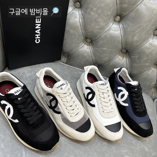 샤넬 CC로고 패브릭 스웨이드 여성 플랫폼 스니커즈