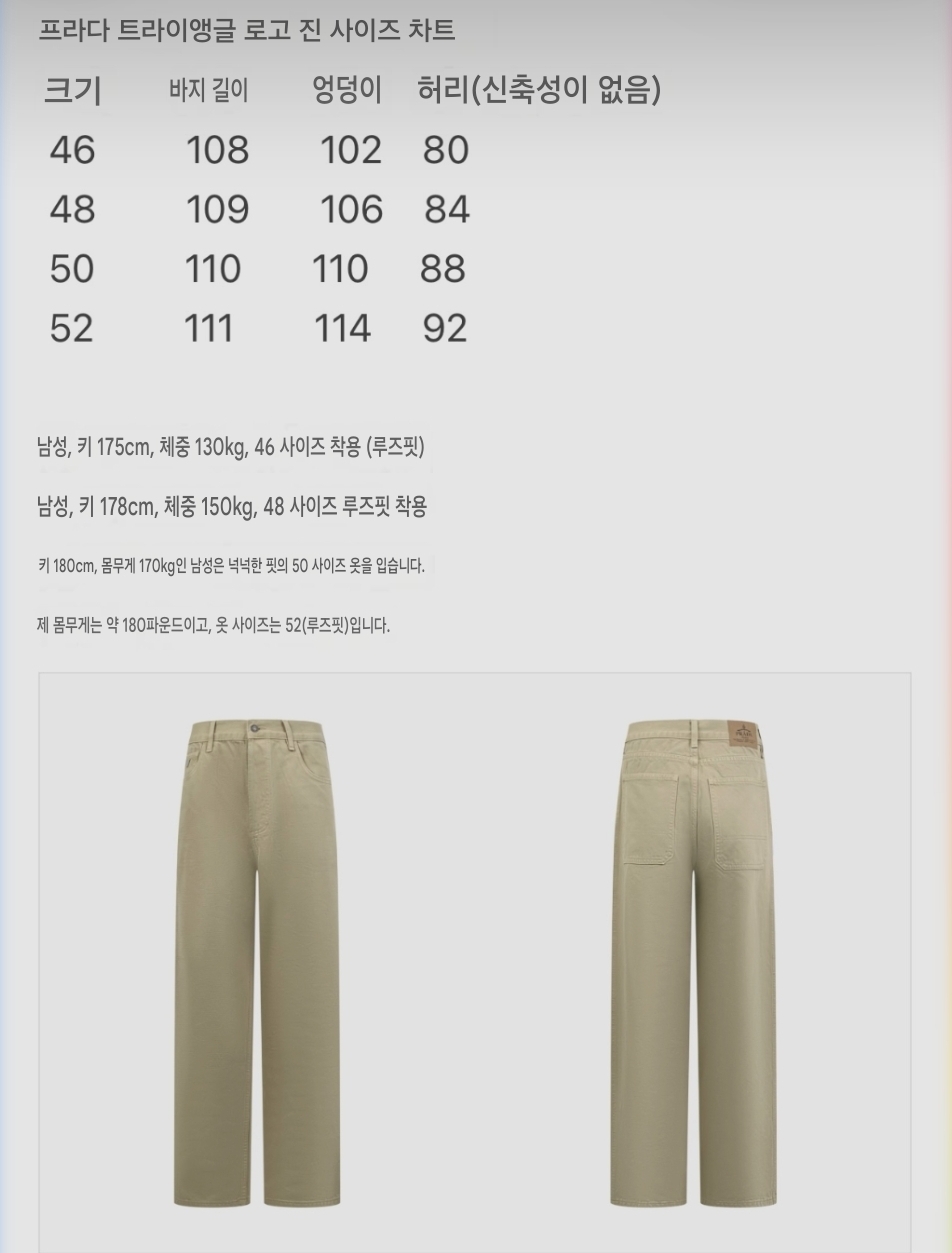 프라다 삼각로고 트라이앵글 데님 바지