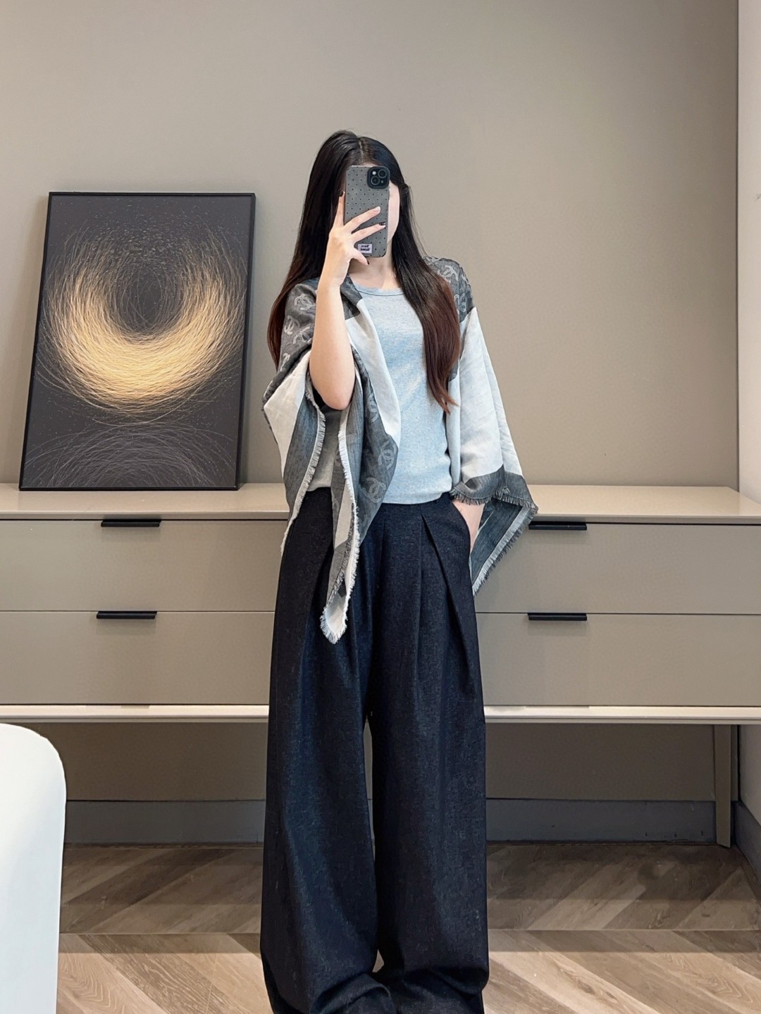 샤넬 CC로고 자카드 숄