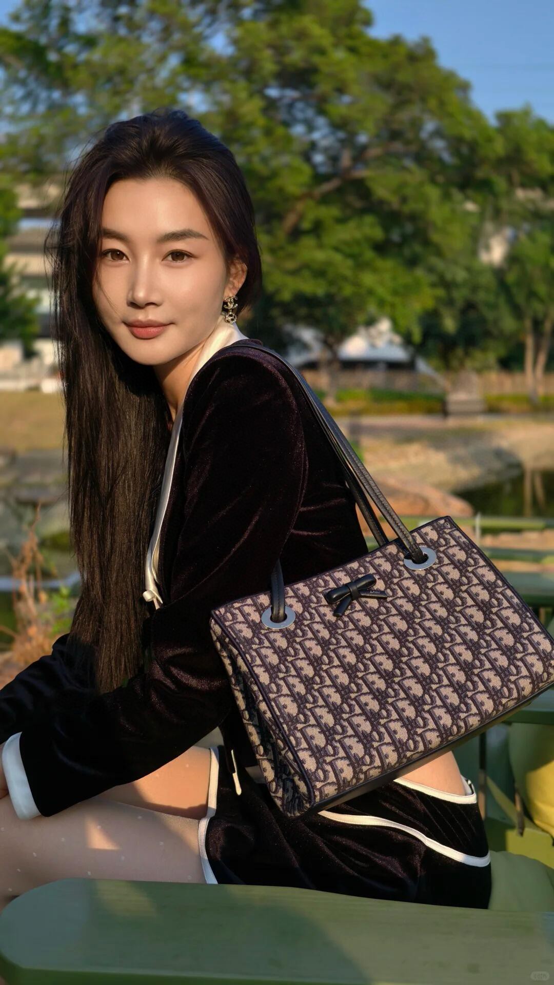 디올 프롬나드 쇼퍼 백 스몰 오블리크 자카드