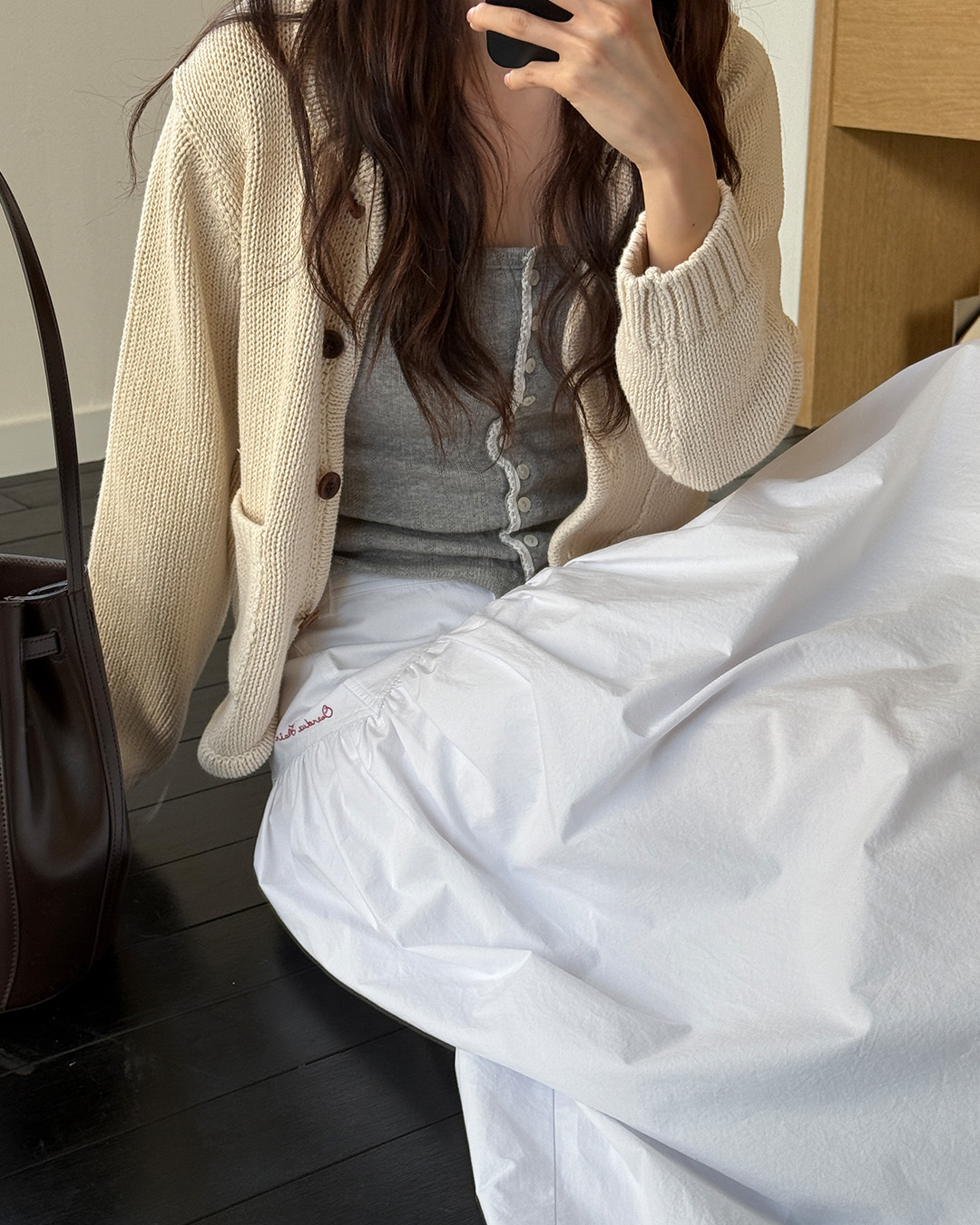 overdue flair★韓国★人気★GRUNGE YOKE GATHER LONG SKIRT overdue flair ♥ GRUNGE YOKE GATHER LONG SKIRT /追跡付
