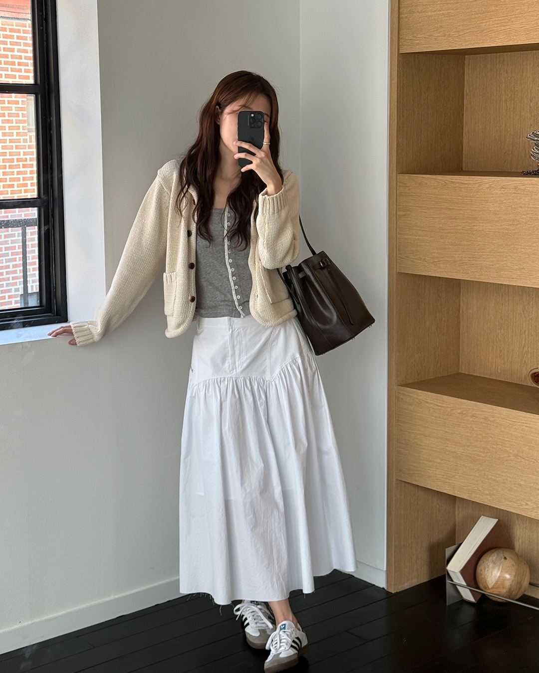 overdue flair★韓国★人気★GRUNGE YOKE GATHER LONG SKIRT overdue flair ♥ GRUNGE YOKE GATHER LONG SKIRT /追跡付
